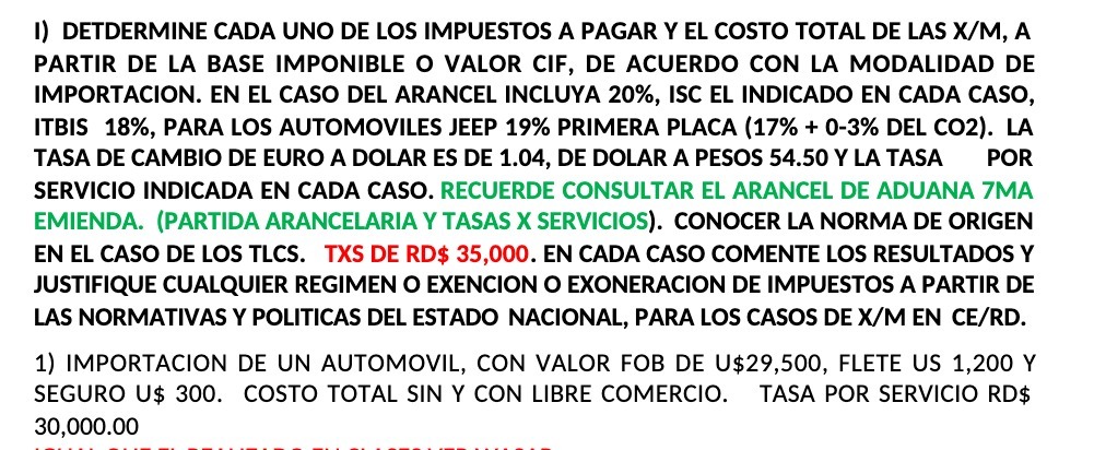 I) DETDERMINE CADA UNO DE LOS IMPUESTOS A PAGAR Y