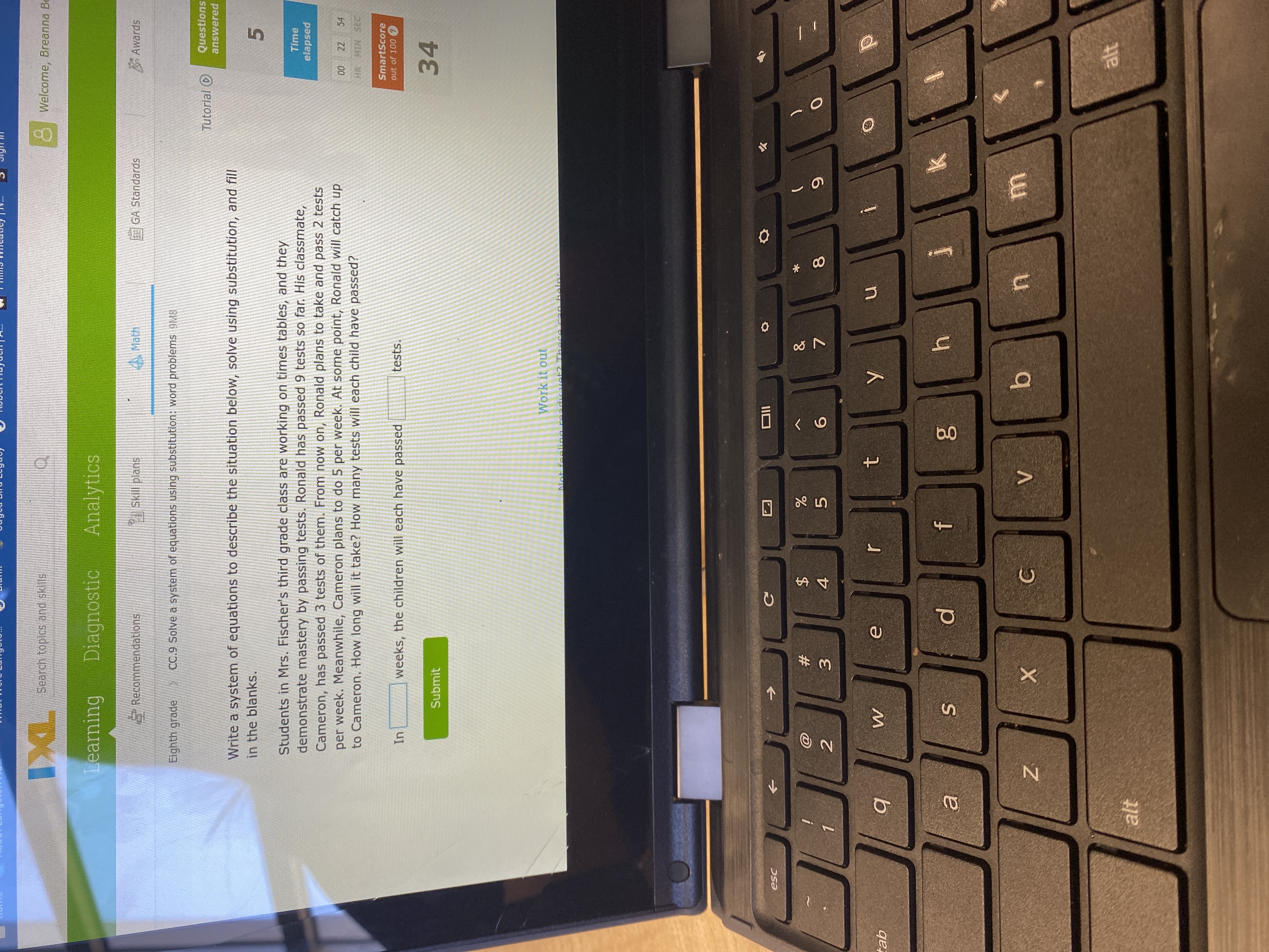 IXL Search topics and skills Welcome, Breanna B