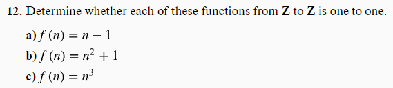 \f\fII. Determine whether each of these functions
