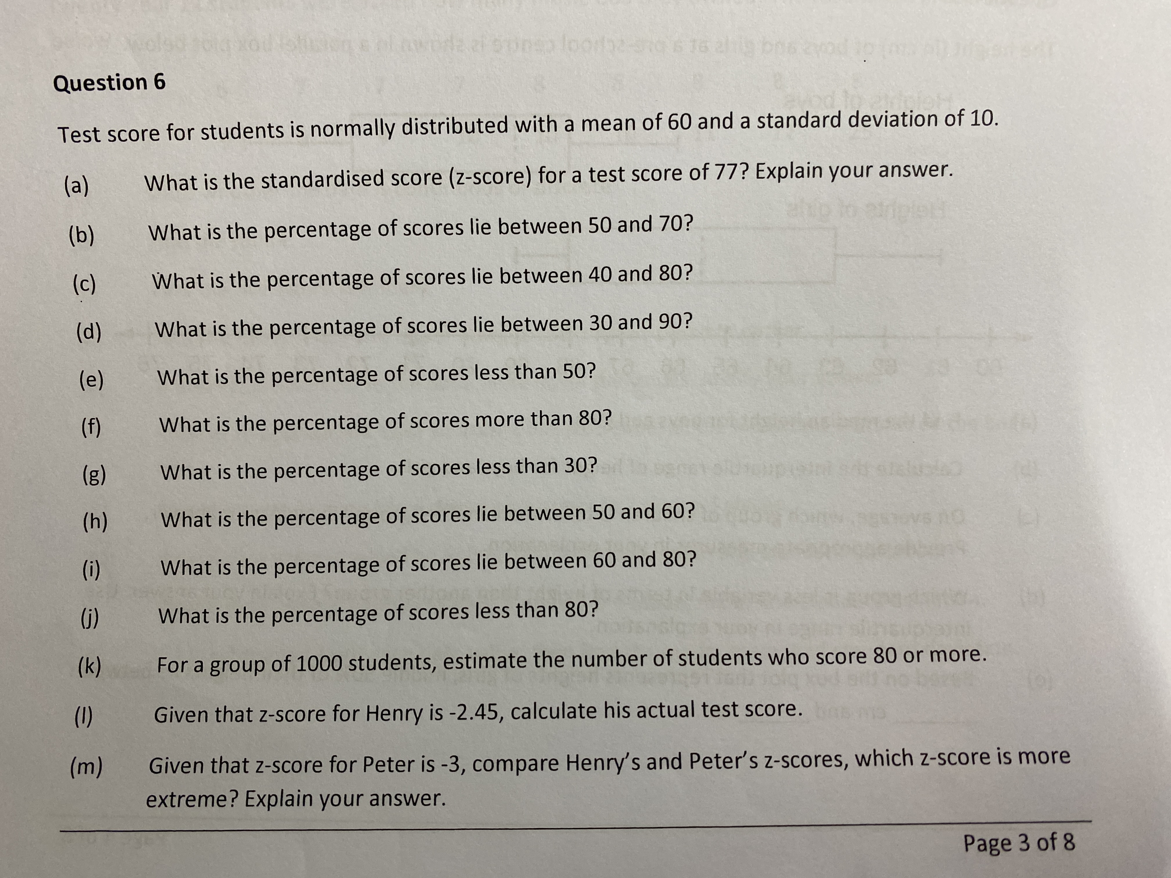 Question 5 Age distribution is presented in a