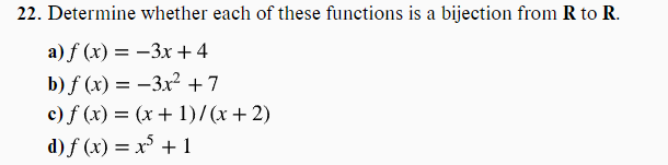 \f\fII. Determine whether each of these functions