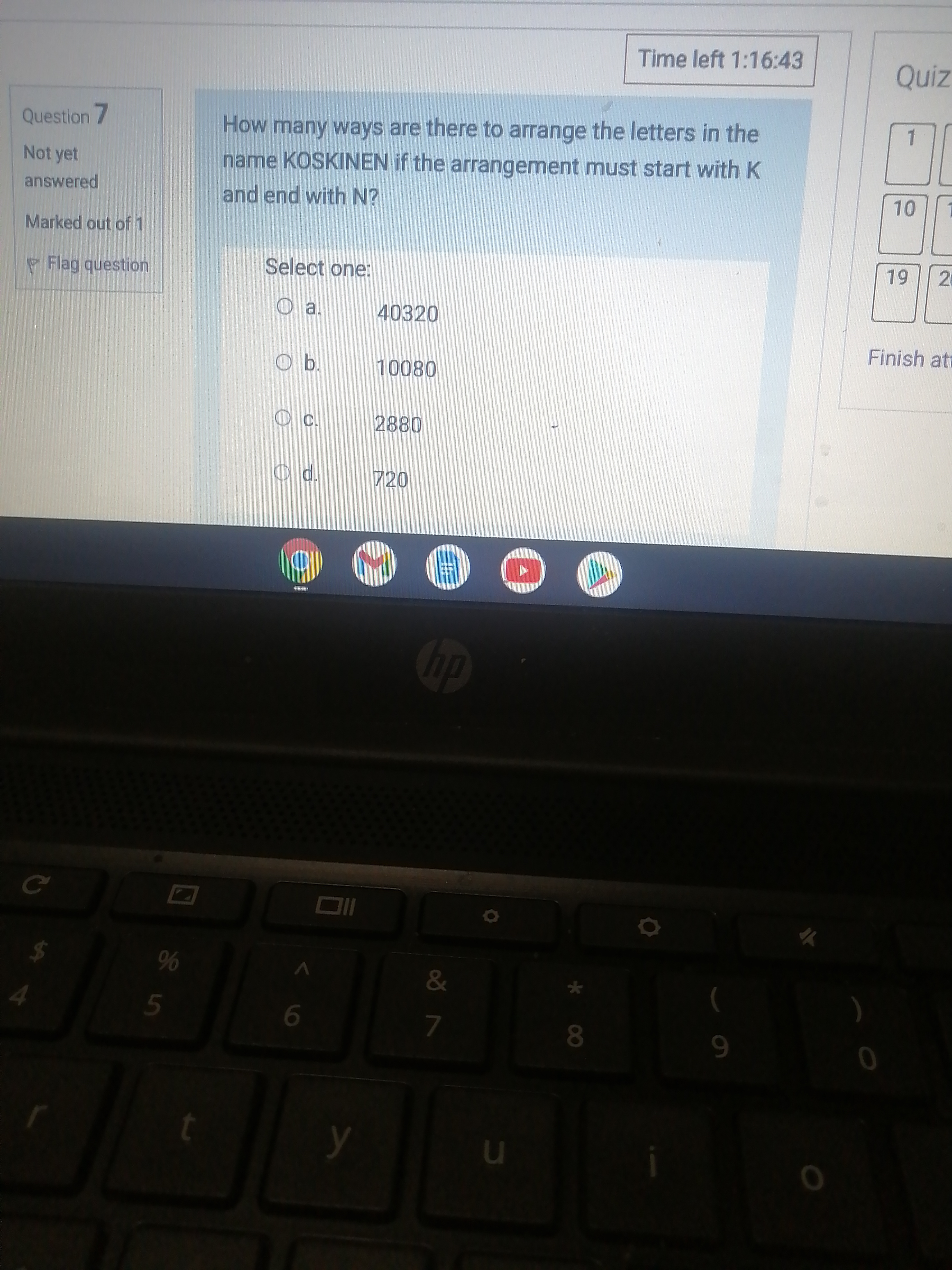 Time left 1:16:59 Quiz Question 6 A person has 12