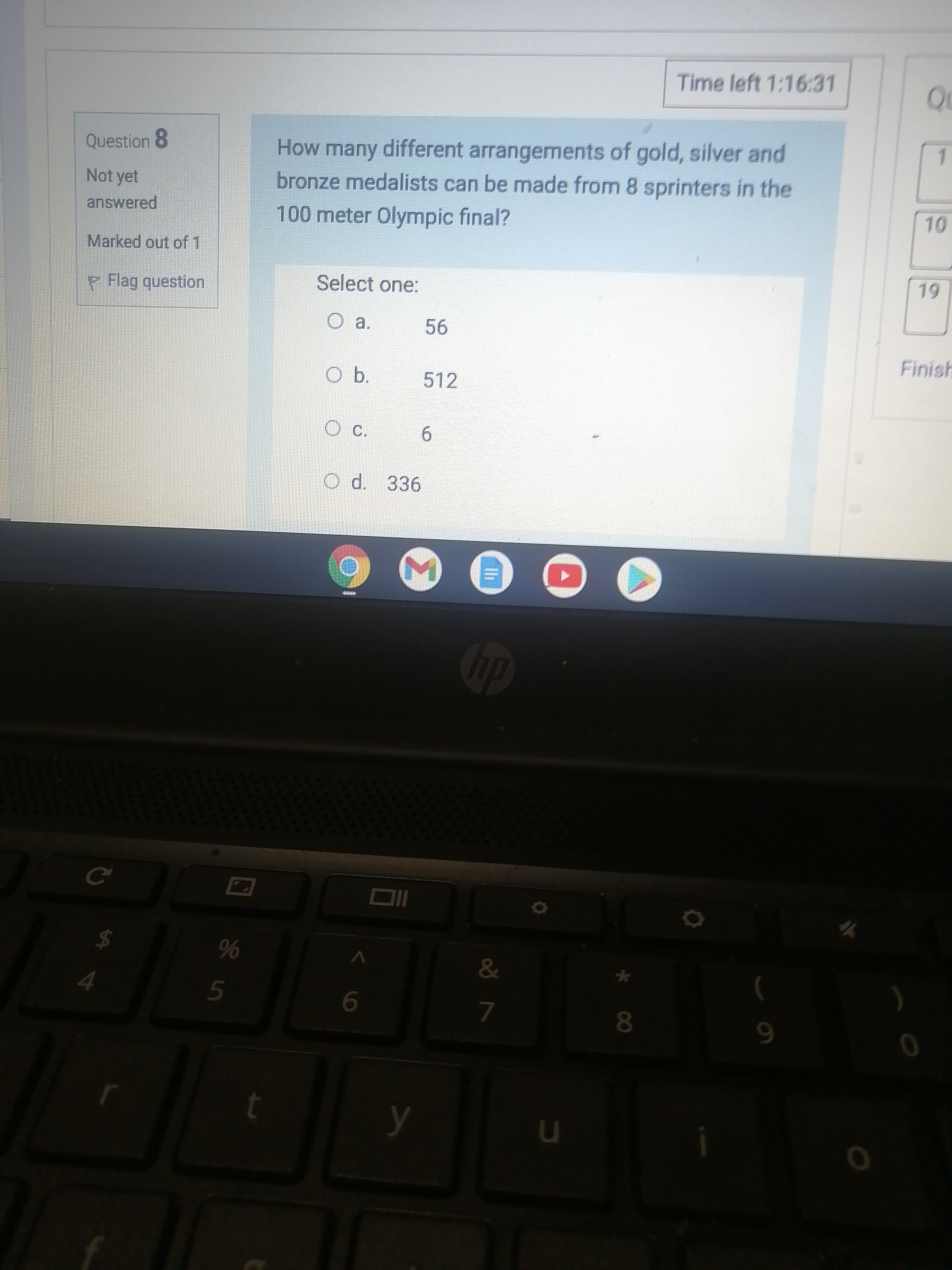 Time left 1:16:59 Quiz Question 6 A person has 12