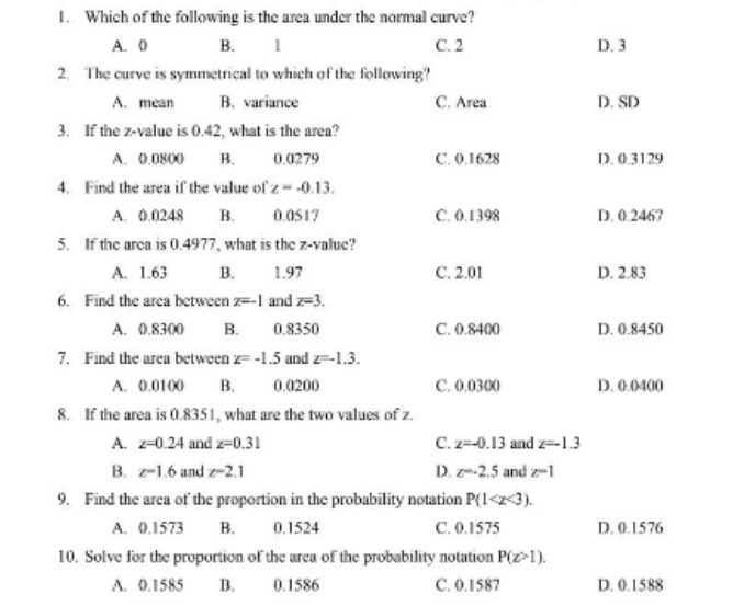 1. Which of the following is the area under the