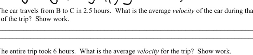 he car travels from B to C in 2.5 hours. What is