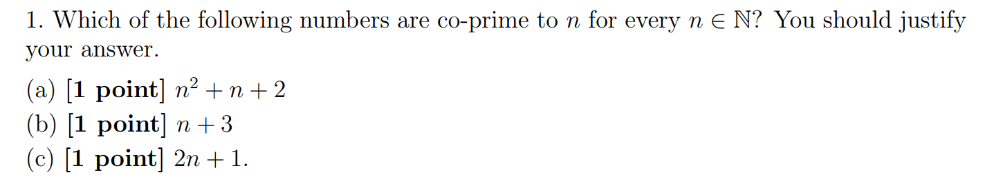 1. Which of the following numbers are coprime to
