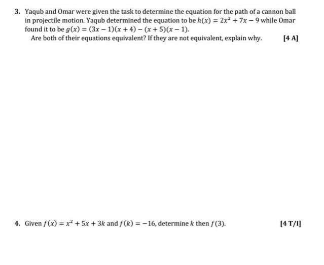 3. Yaqub and Omar were given the task to