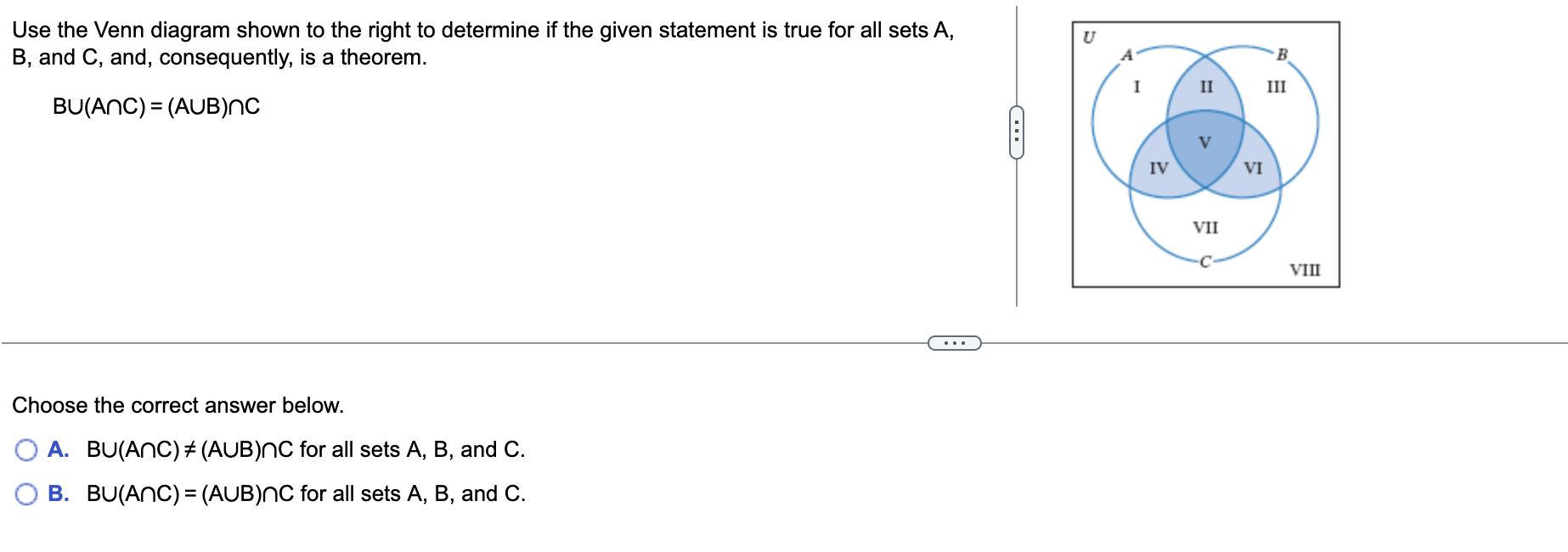 1. Use the Venn diagram shown to the right to