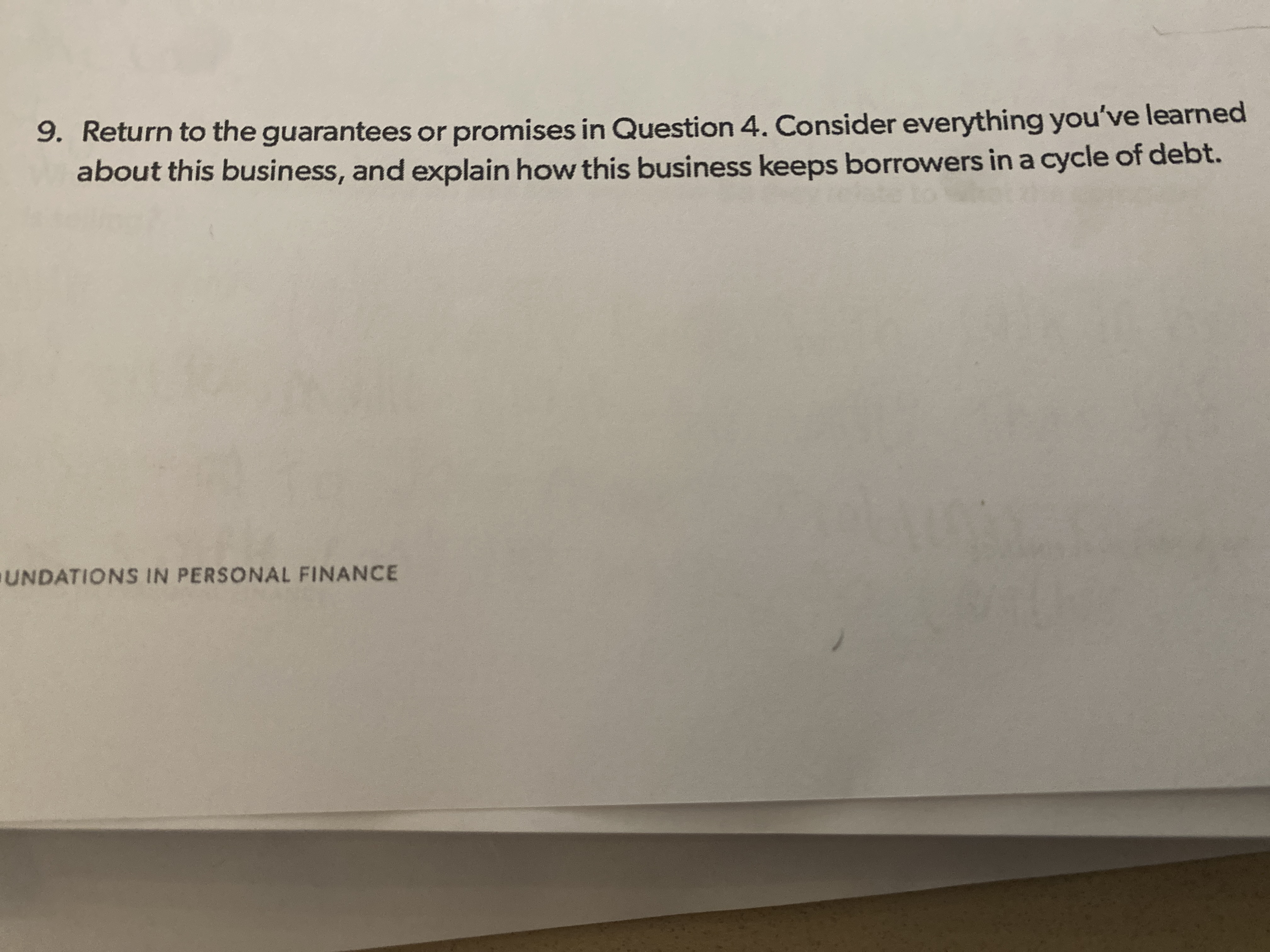 9. Return to the guarantees or promises in