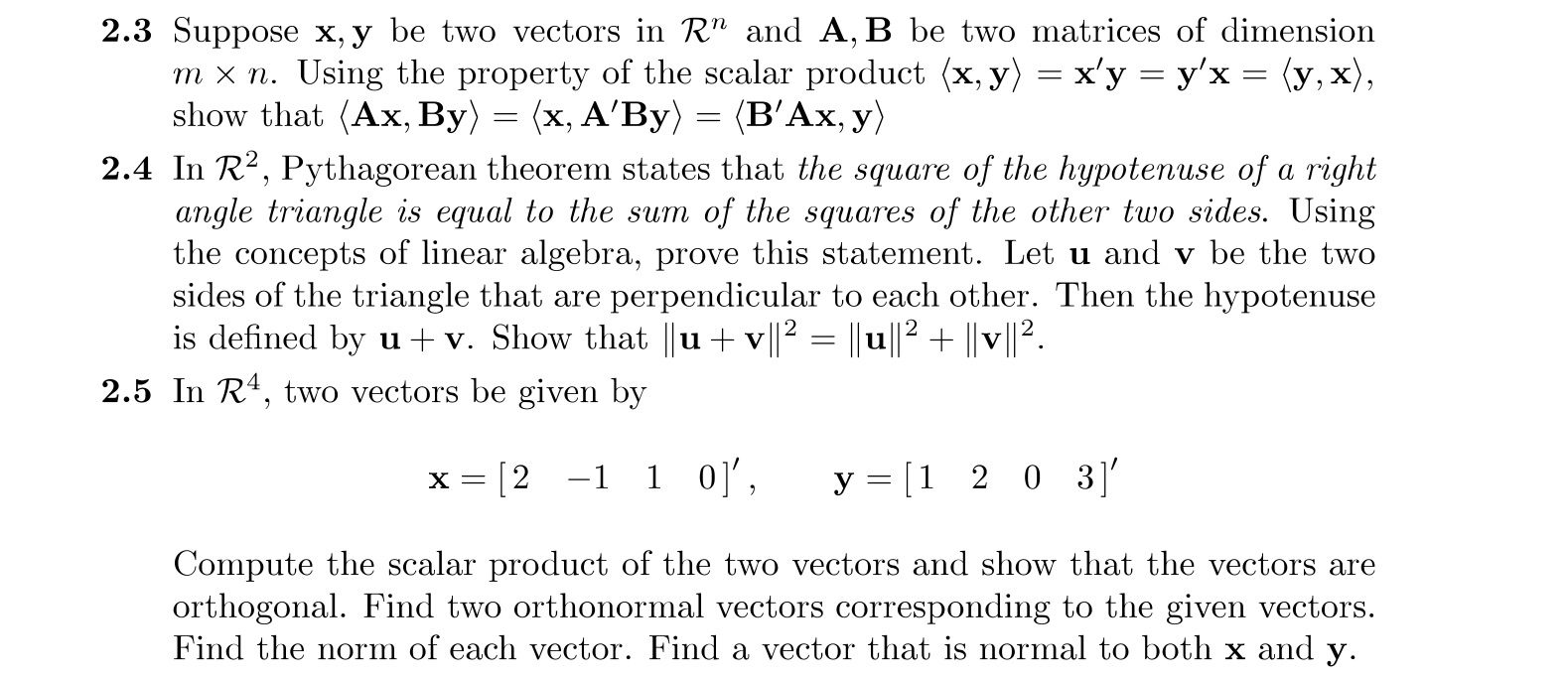 2.3 2.4 2.5 Suppose x,y be two vectors in R\" and