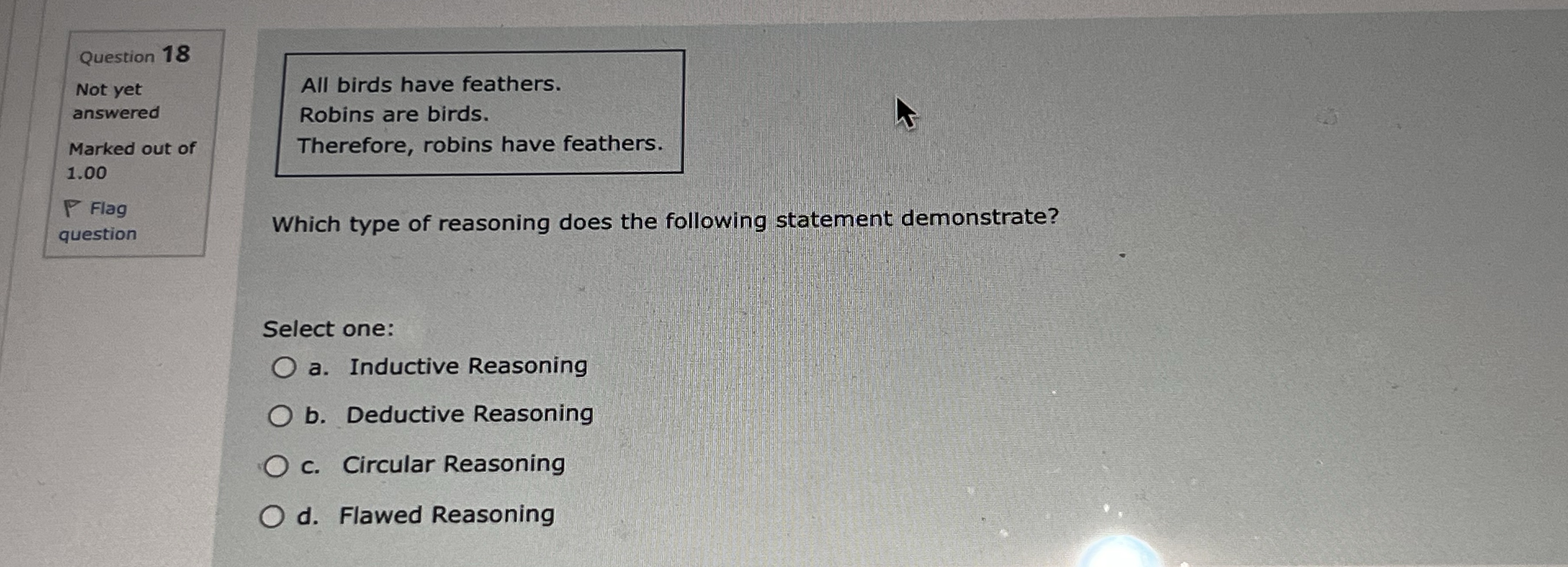 Pls answer 18 Question 18 Not yet All birds have
