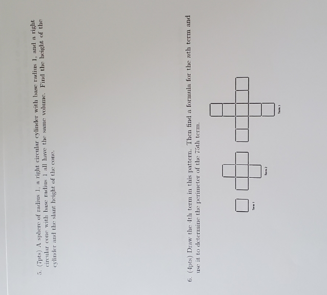 5. (7pts) A sphere of radius 1, a right circular