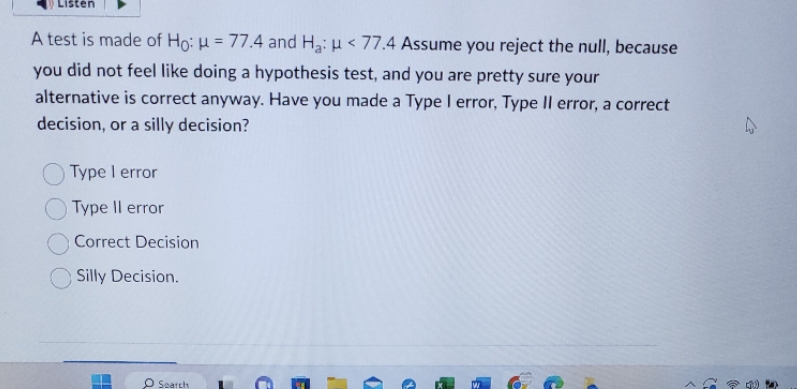 please help me quickly. thank you Listen A test