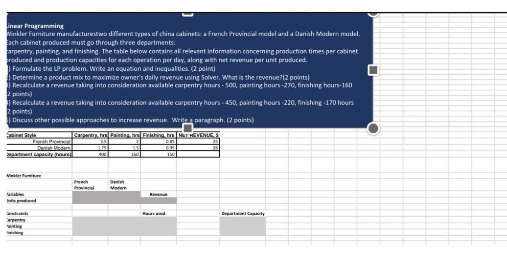 inear Programming Winkler Furniture
