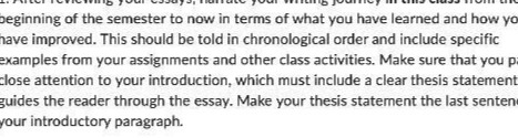 beginning of the semester to now in terms of what