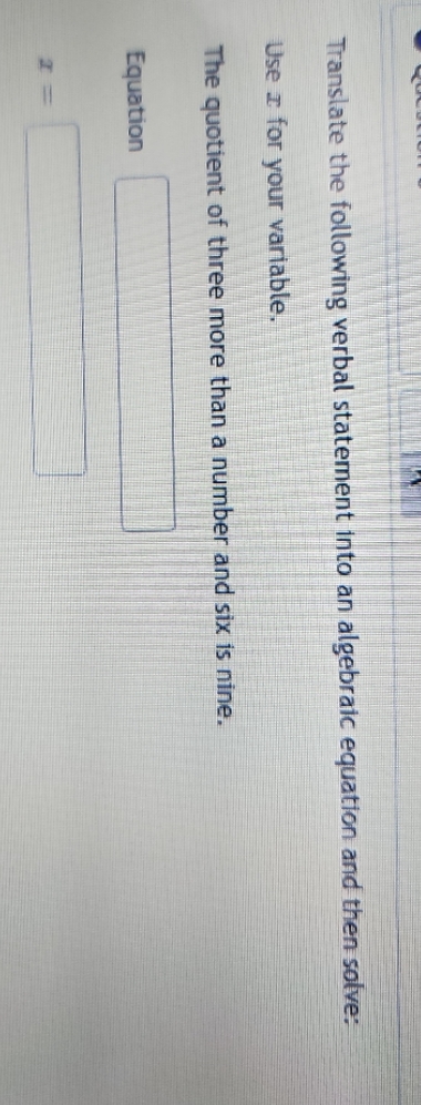 Translate the following verbal statement into an