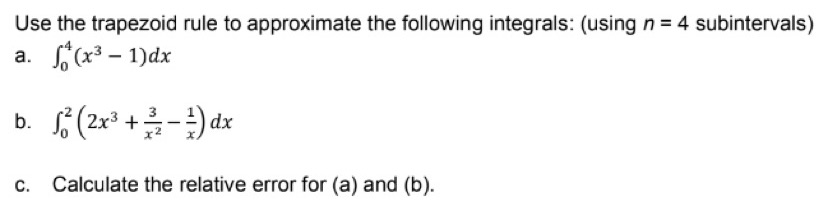 Numerical Analysis Solving: Use the trapezoid