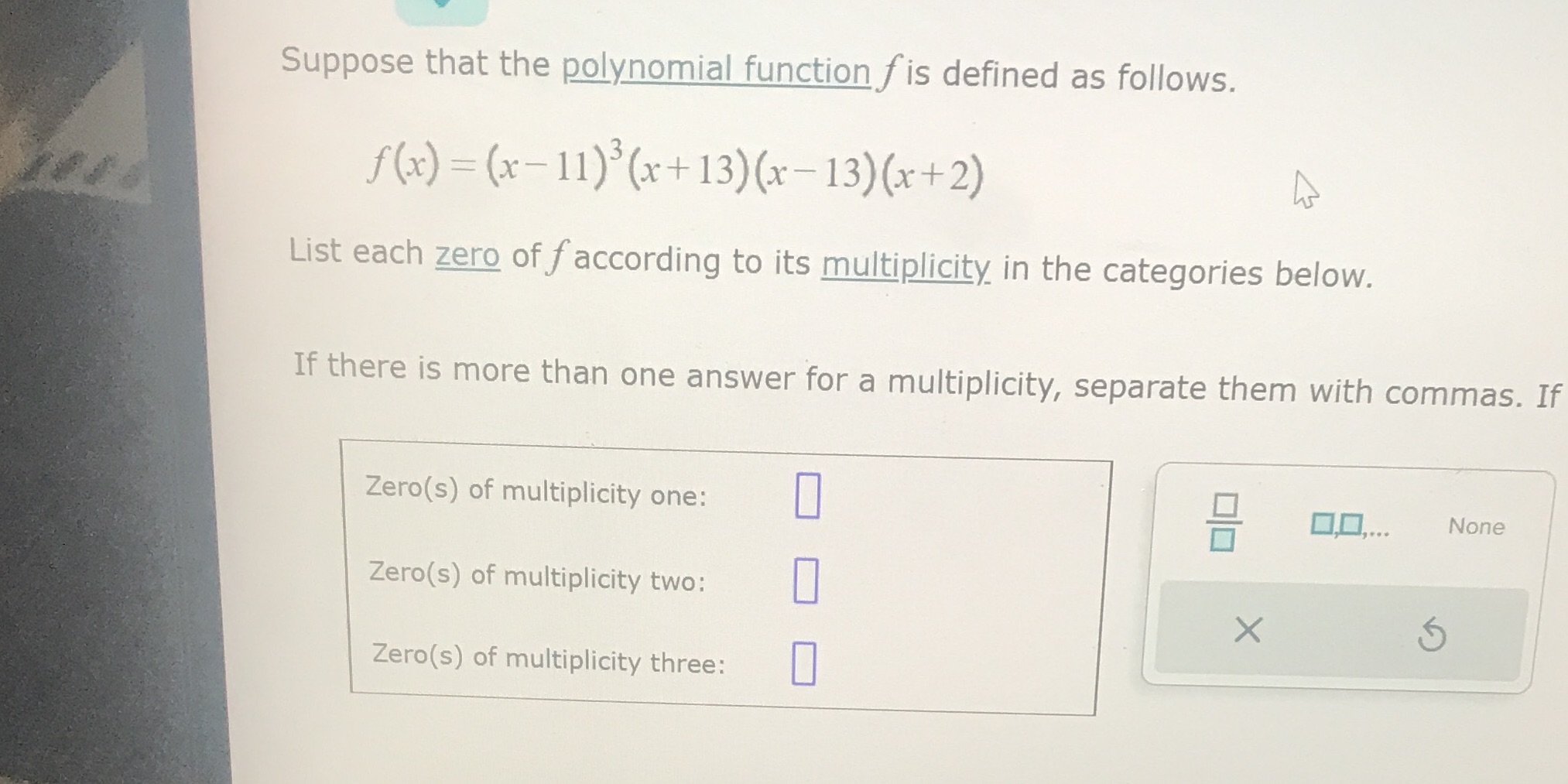7 Suppose that the p_olynom:a| functionfis