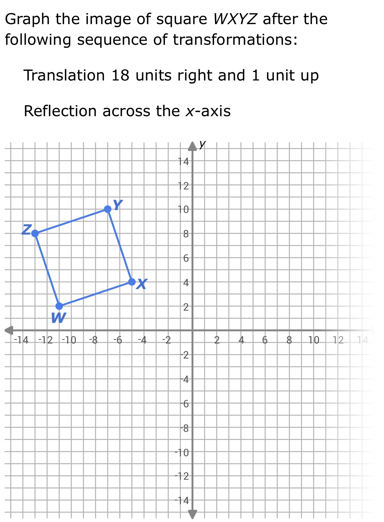 how can i do that? Graph the image of square WXYZ