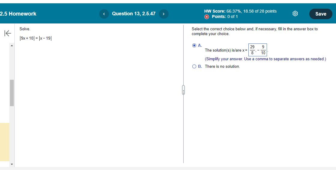 2.5 Homework Question 13, 2.5.47 HW Score: