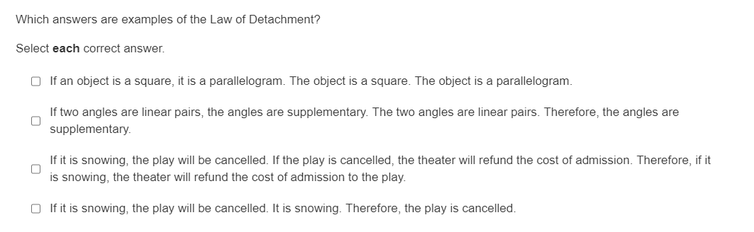 Which answers are examples of deductive