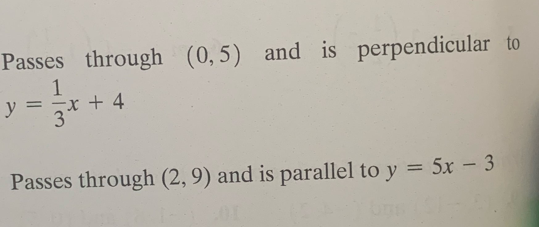 Find an equation of the line that fits each