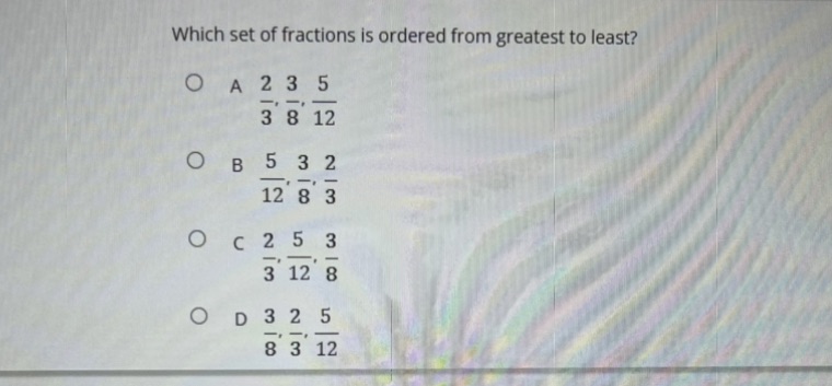 Which set of fractions is ordered from greatest