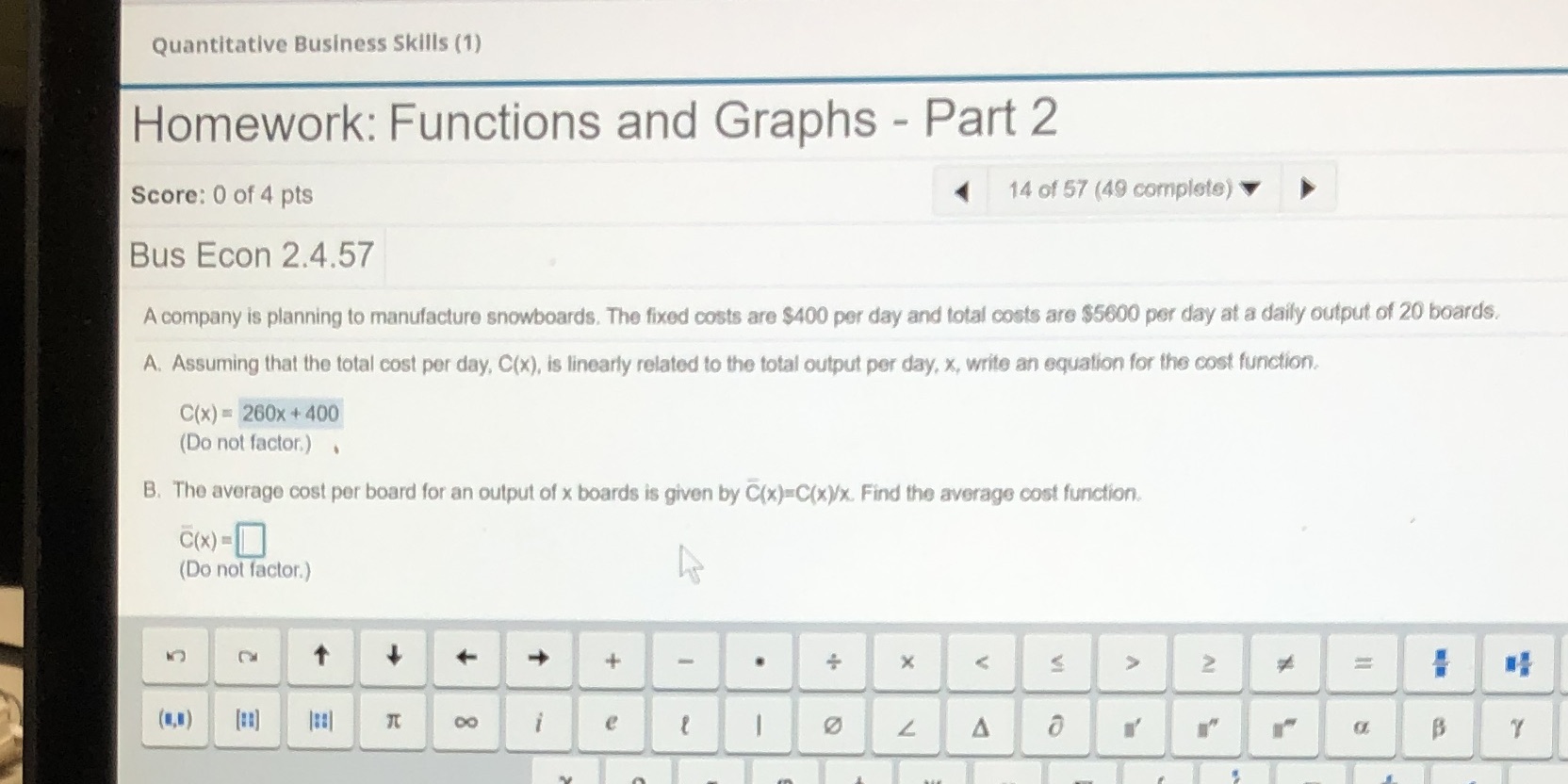 Quantitative Business Skills (1) Homework: