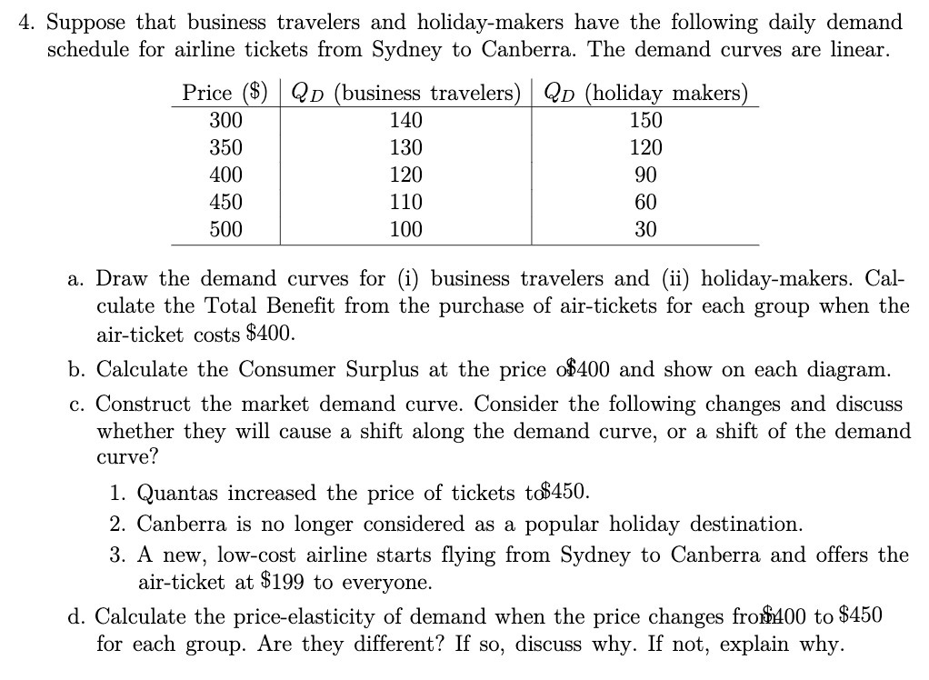 4. Suppose that business travelers and