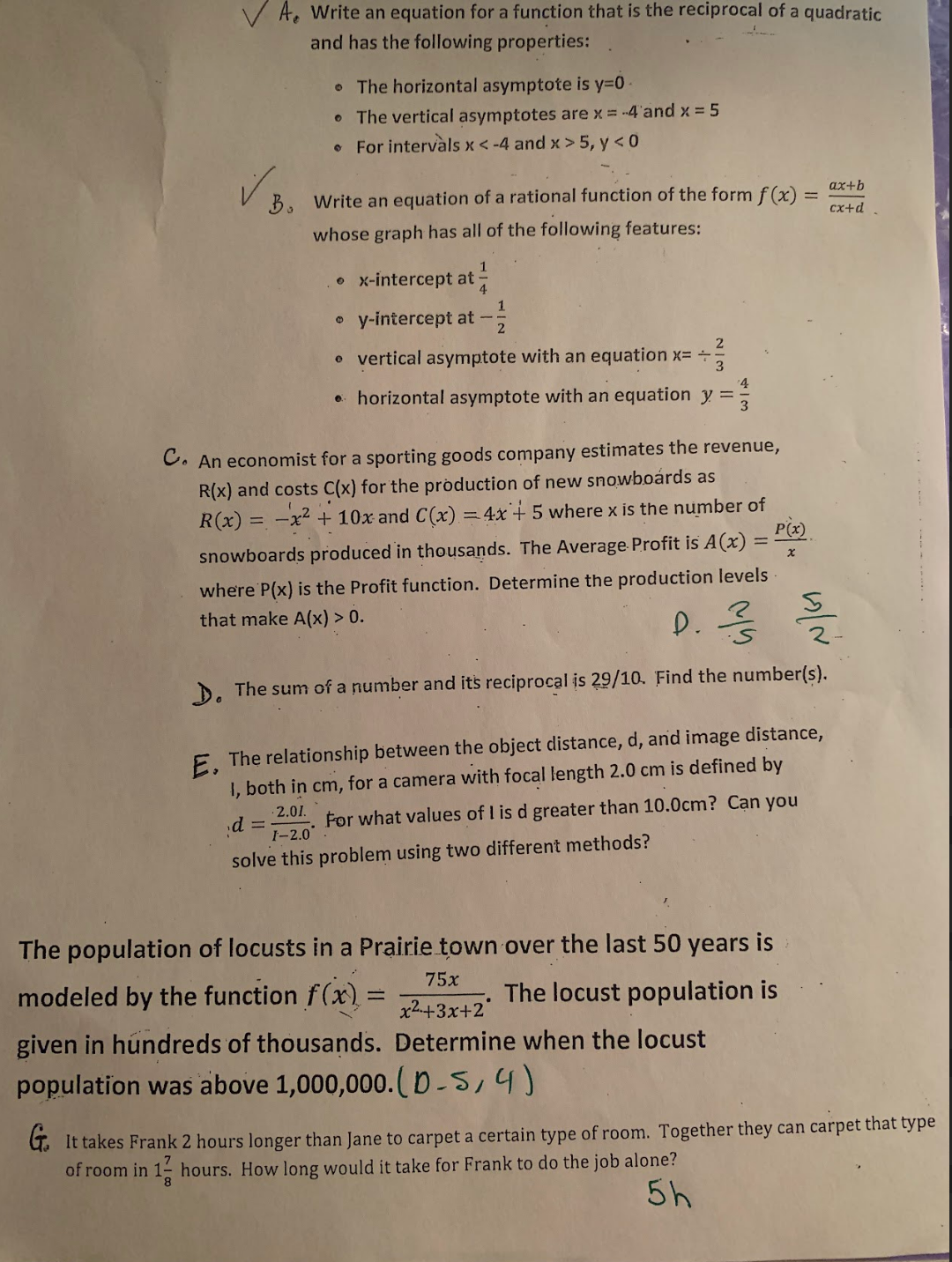 V A. Write an equation for a function that is the
