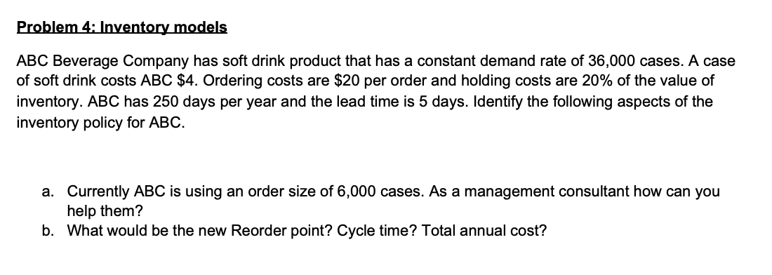 Problem 1: Resource allocation Given the