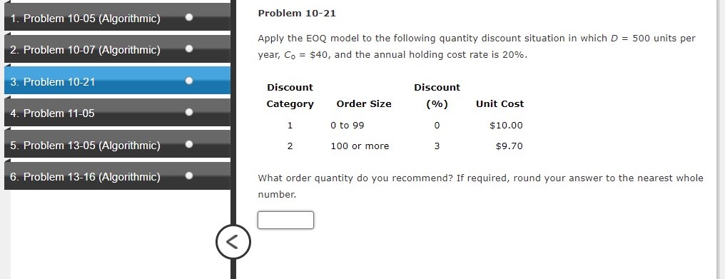1. Problem 10-05 (Algorithmic) Problem 10-05