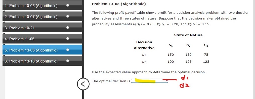 1. Problem 10-05 (Algorithmic) Problem 10-05