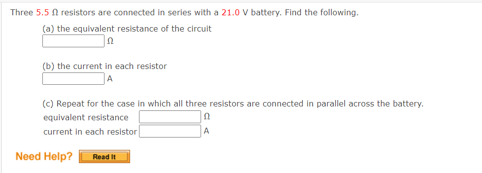 Three 5.5 [1' resistors are connected in
