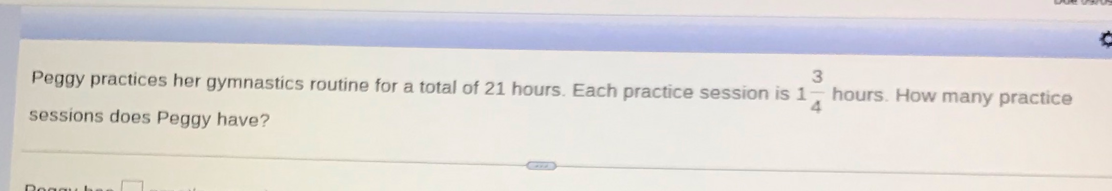 3 Peggy practices her gymnastics routine for a