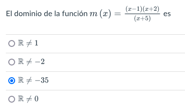 El dominio de la funcion m (@) = (C-1)(2+2) es