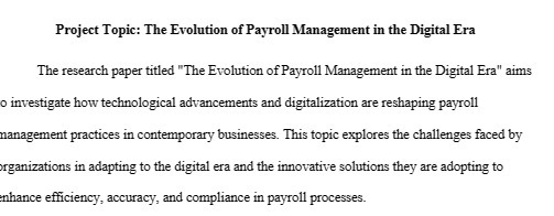 Project Topic: The Evolution of Payroll