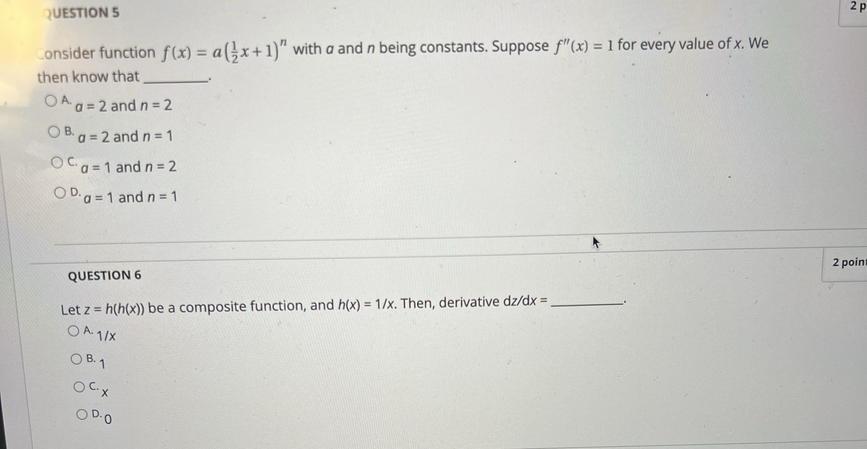 2 p QUESTION 1 Let f(x) = 2x3 +5x2 - x-1. The