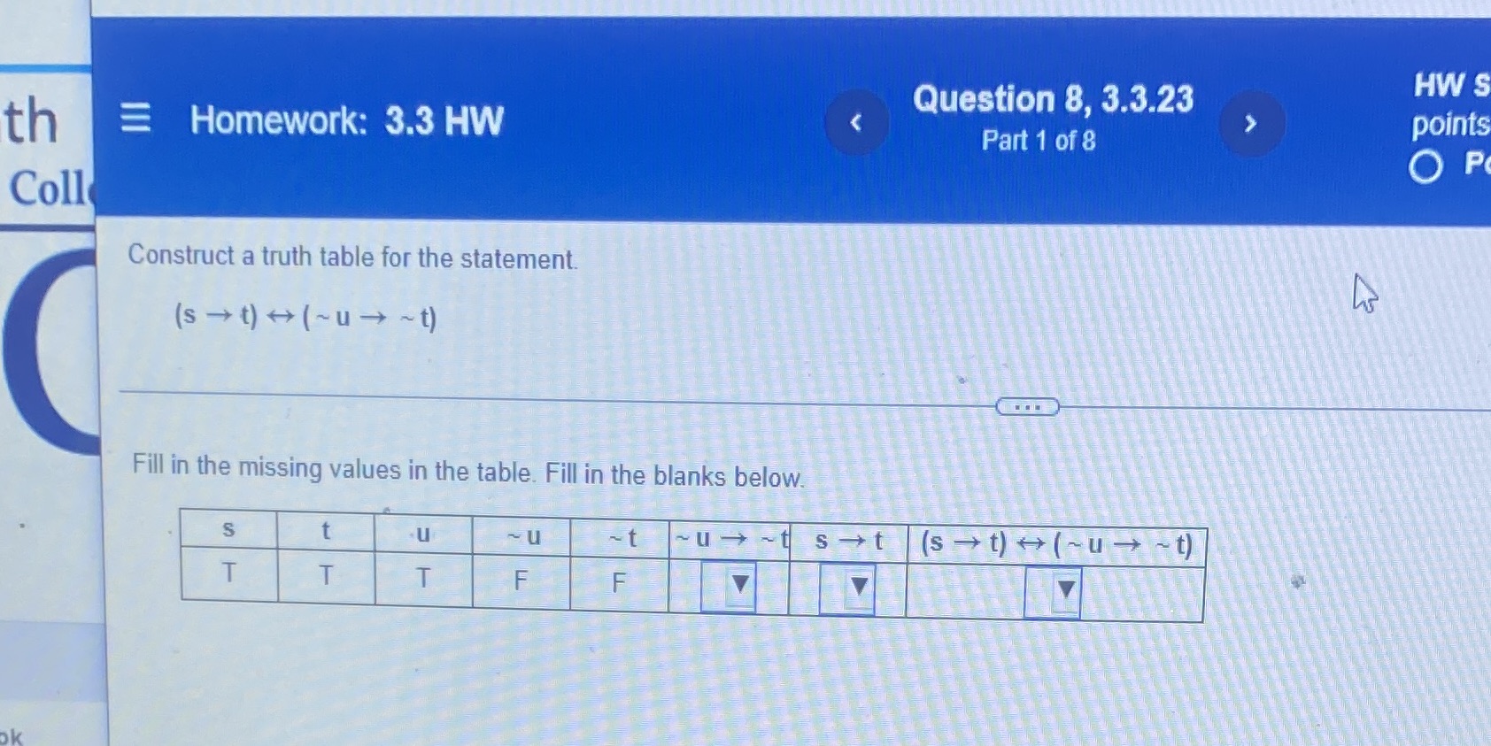 th E Homework: 3.3 HW Question 8, 3.3.23 HW S