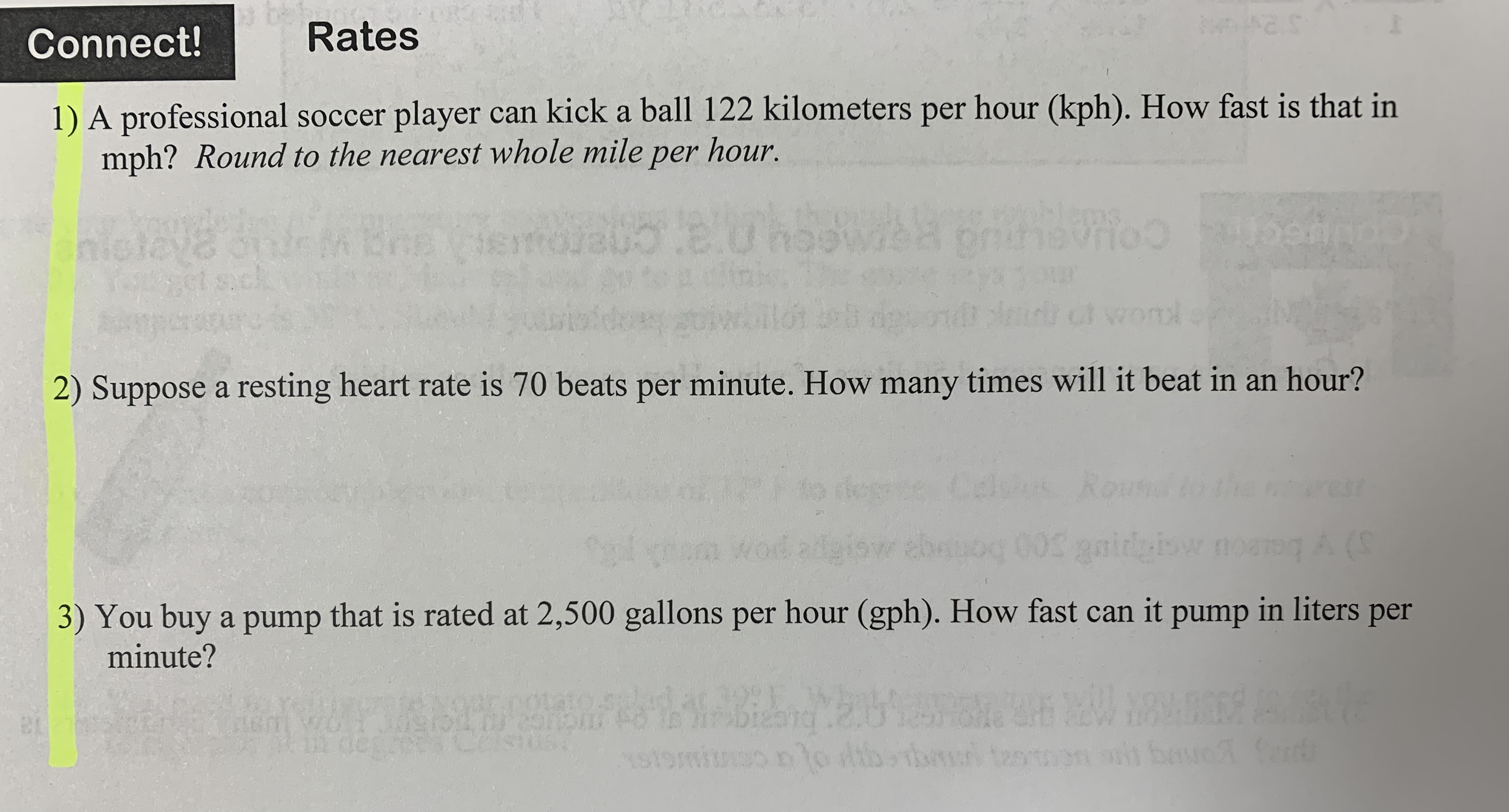 Connect! Rates 1) A professional soccer player