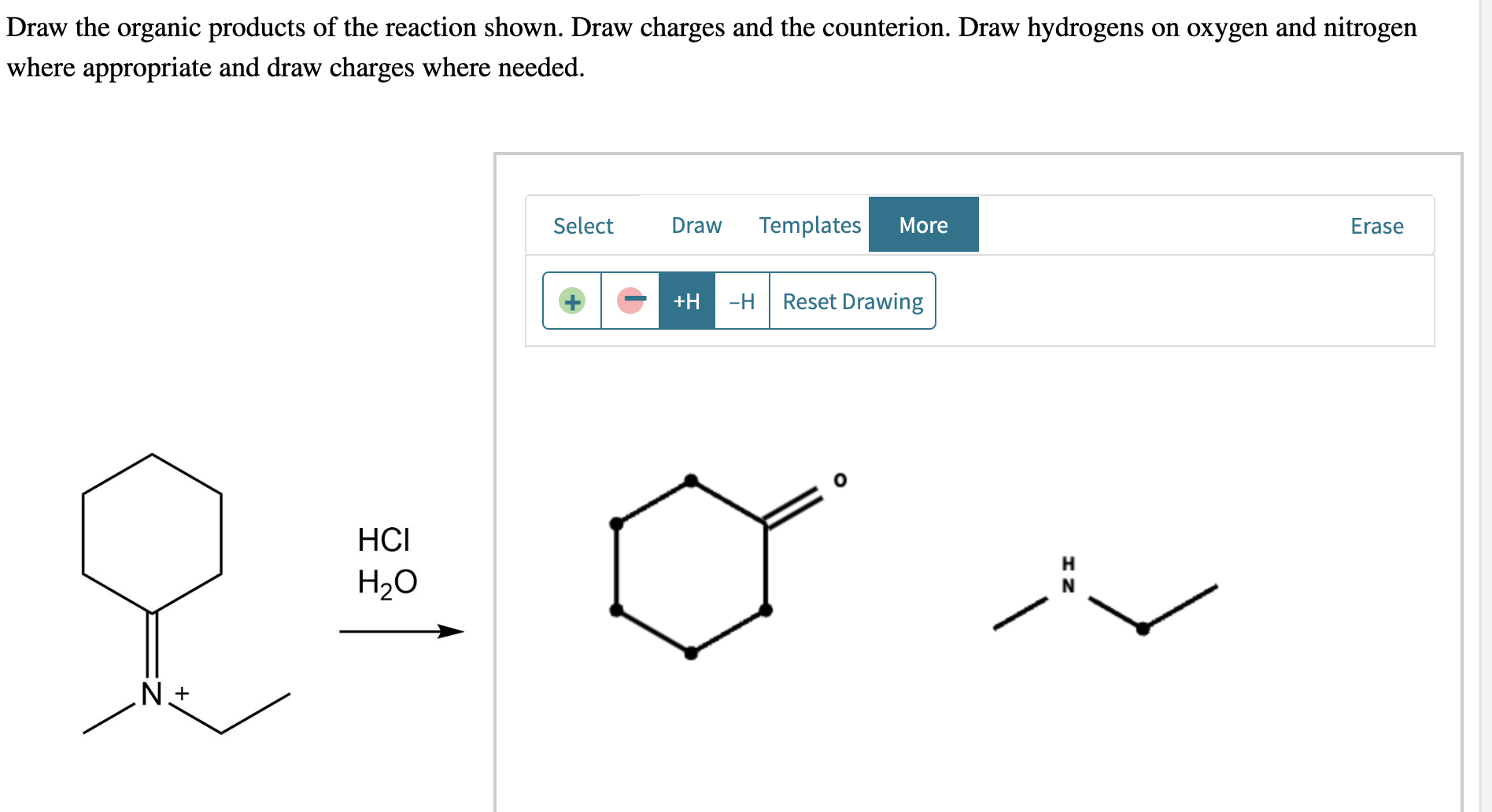 Draw the organic products of the reaction shown.