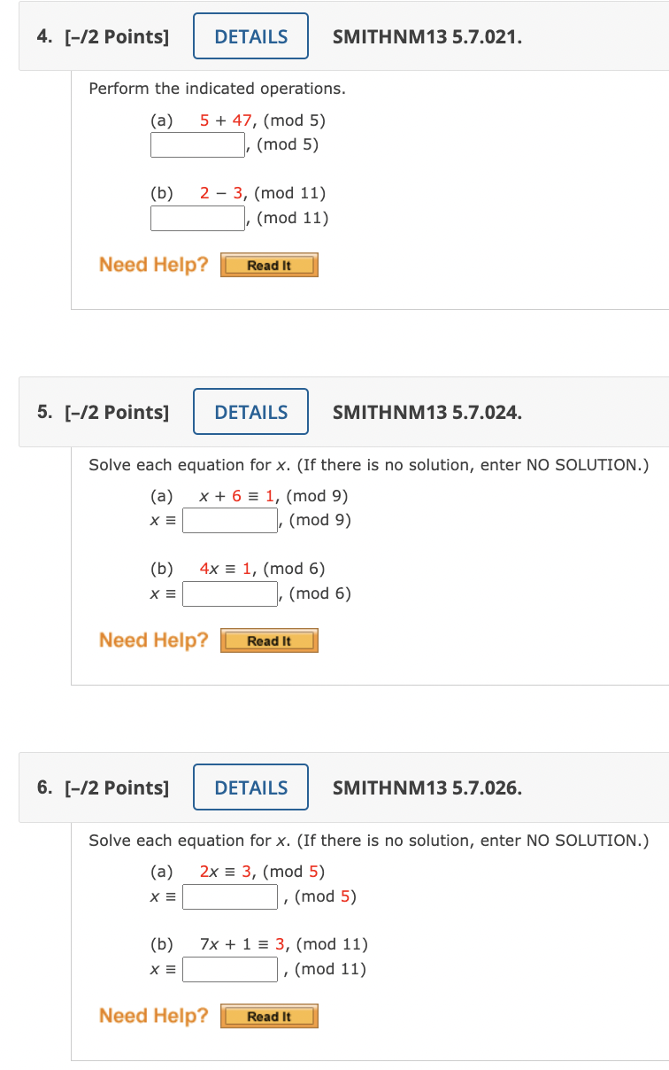 1. [-i2 Points] DETAILS SMITHNM13 5.7.011. Are