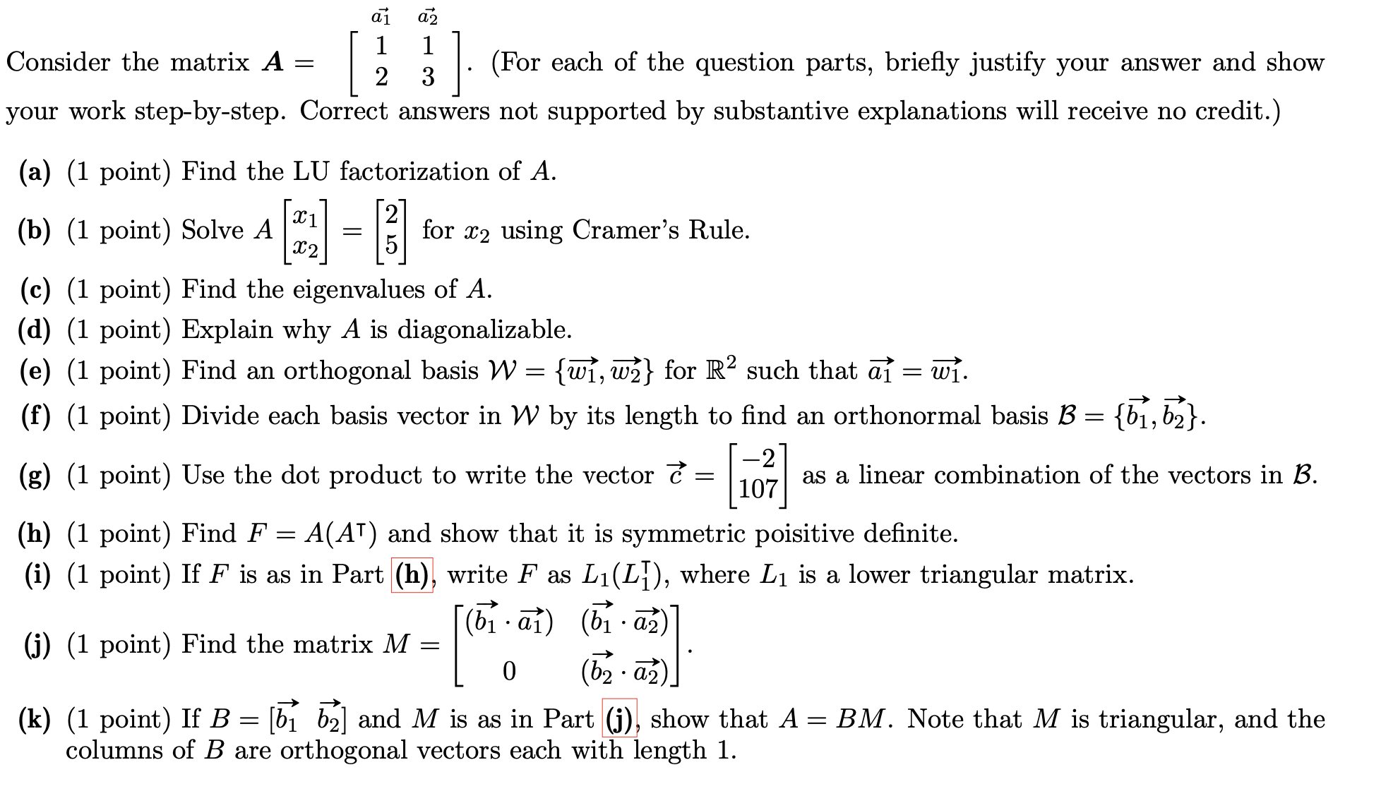 071 (13 1 1 2 3 Consider the matrix A = [ your