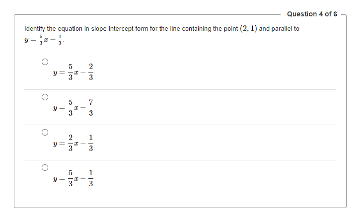 Question 4 of E Identify the equation in