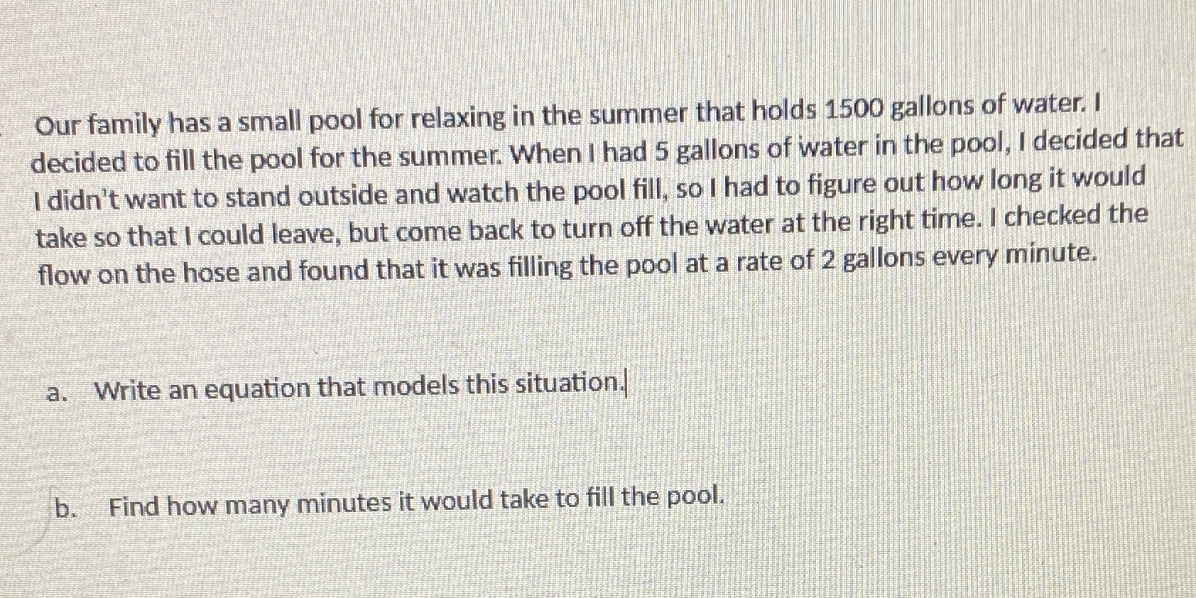 Our family has a small pool for relaxing in the