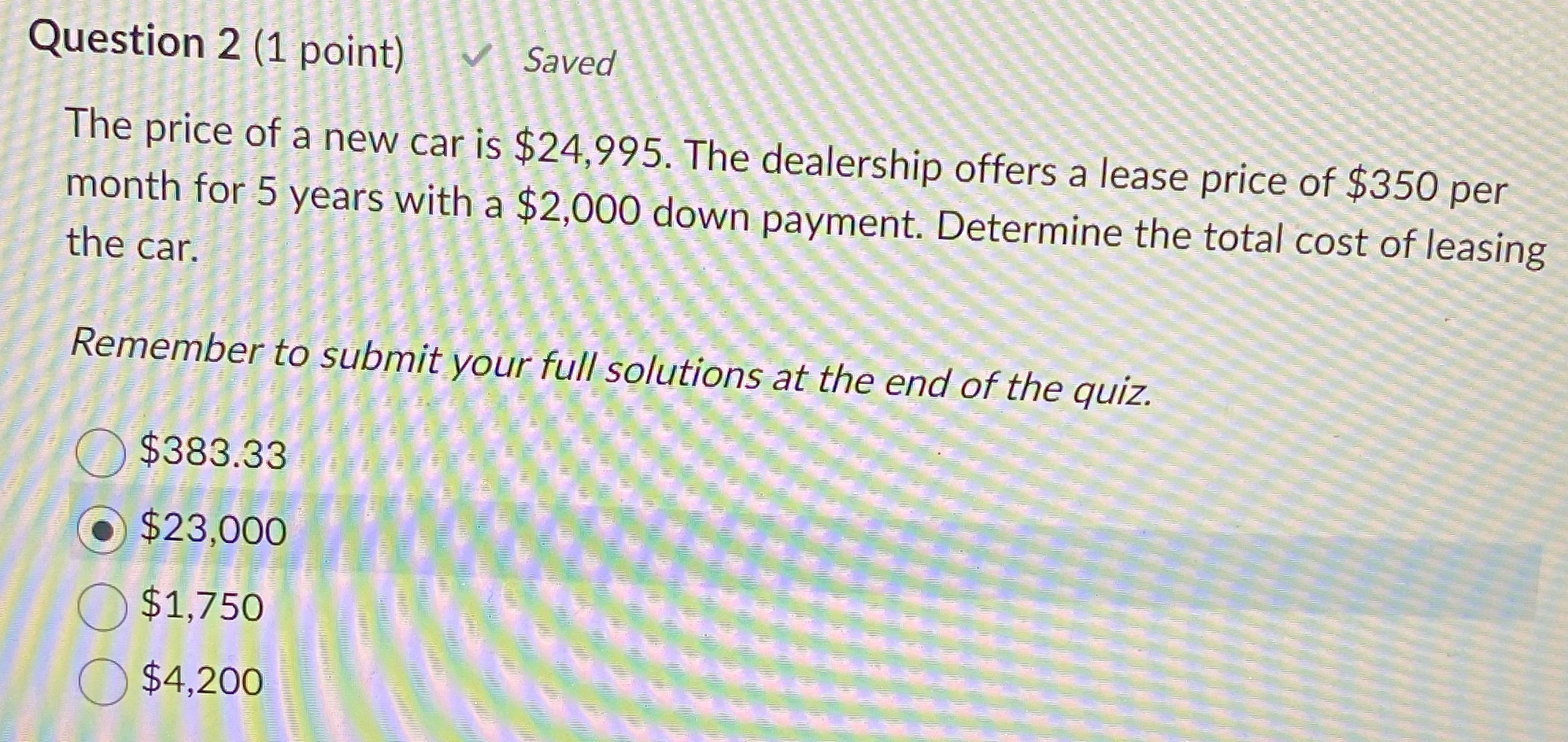 I just wanted to check if this answer was correct