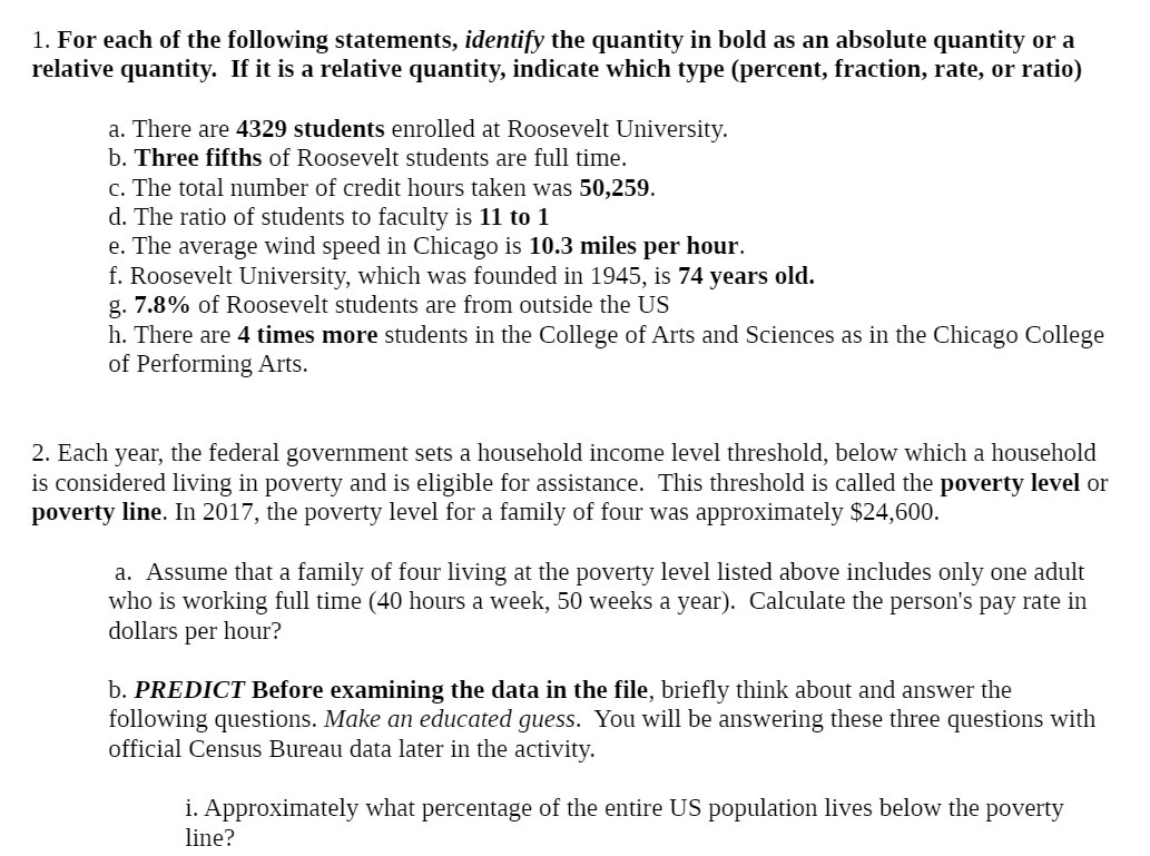 1. For each of the following statements, identify