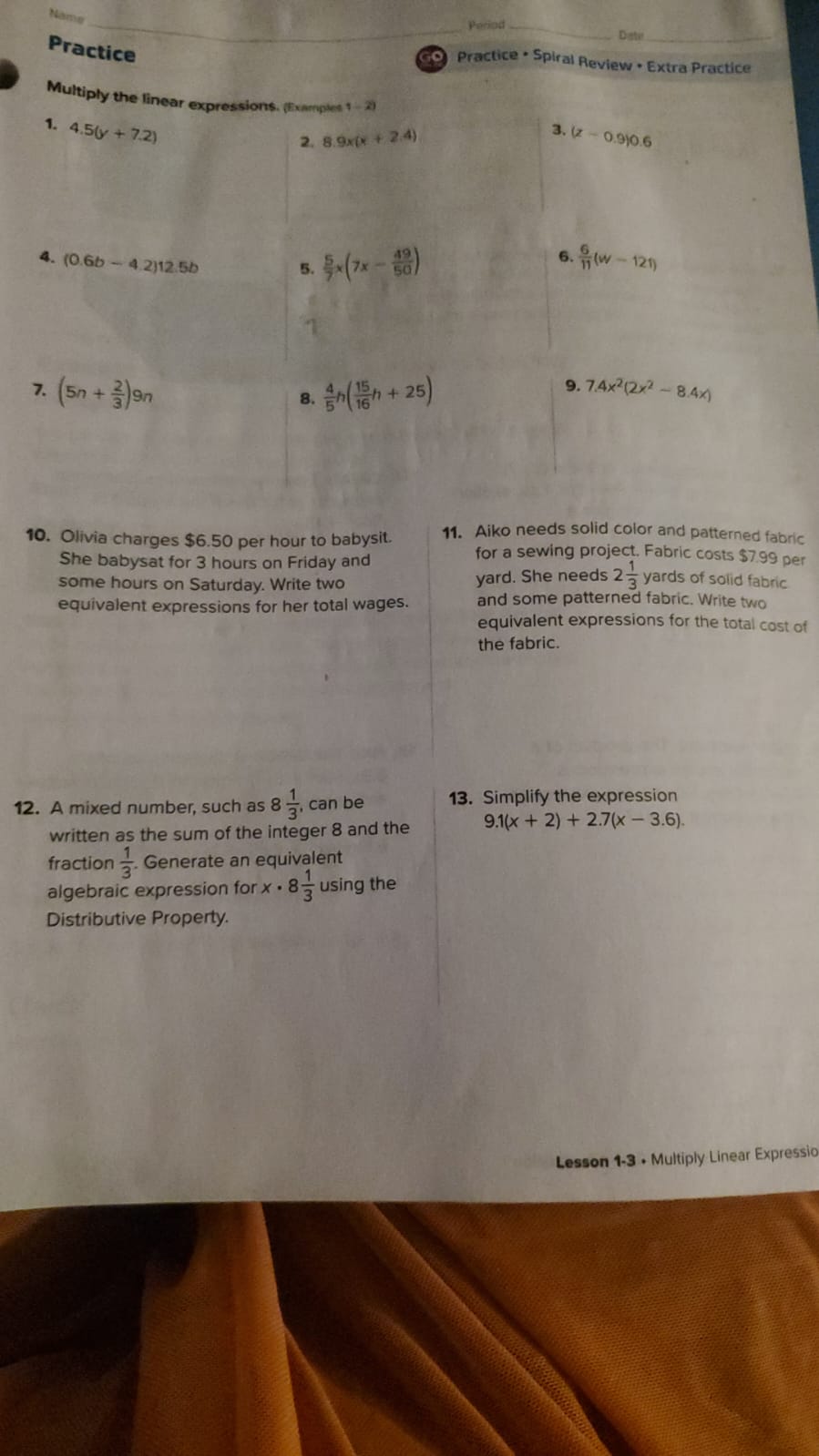 Period Date Practice Practice . Spiral Review .