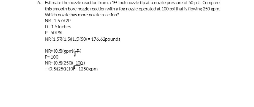 6. Estimate the nozzle reaction from a 13%-inch