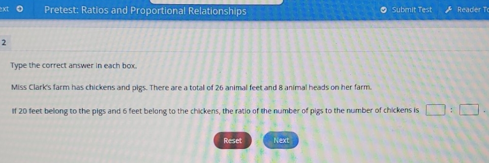 need to find the ratio ext O Pretest: Ratios and